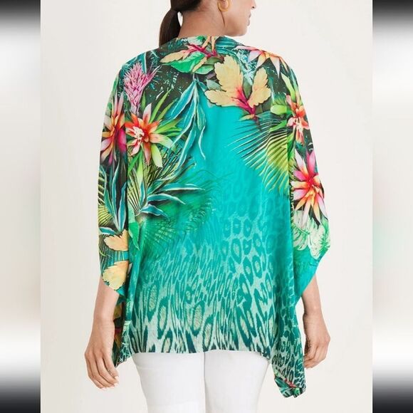 Chicos Tropical-Print Ruana Wrap Size Small/medium - Picture 5 of 10